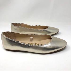 Sam & Libby Faux Leather Gold Scalloped Flats